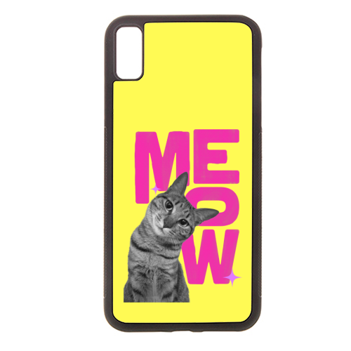 Meow Retro Cat Collage | Neon Pink & Red Pop Art Statement - stylish phone case by Ania Wieclaw