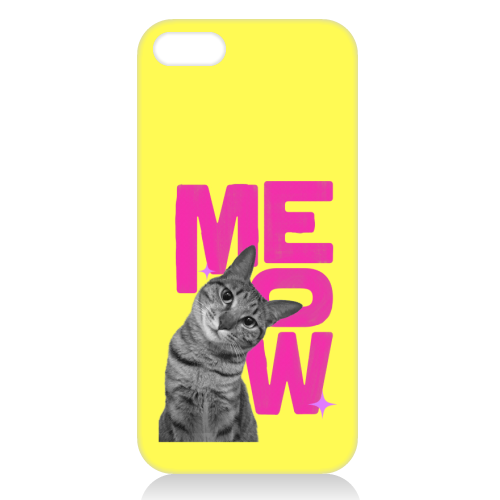 Meow Retro Cat Collage | Neon Pink & Red Pop Art Statement - unique phone case by Ania Wieclaw