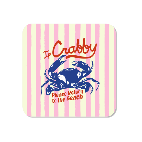 If Crabby Please Return to the Beach Coastal Retro Illustration - Magnet by EZbie