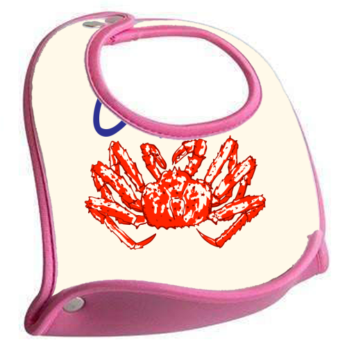 Don't Be Crabby Retro Crab Funny Coastal Illustration - feeding bib by EZbie