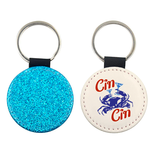 Cin Cin Crab Martini Coastal Cocktail Retro - keyring by EZbie