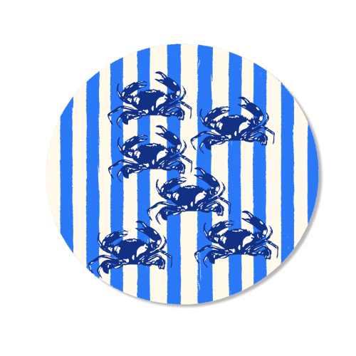 Blue Coastal Crab Aesthetic Retro Stripe - Magnet by EZbie