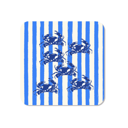 Blue Coastal Crab Aesthetic Retro Stripe - Magnet by EZbie