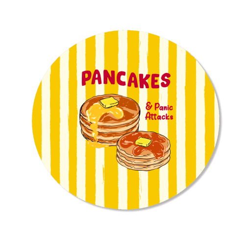 Pancakes and Panic Attacks Retro Breakfast Illustration - Magnet by EZbie