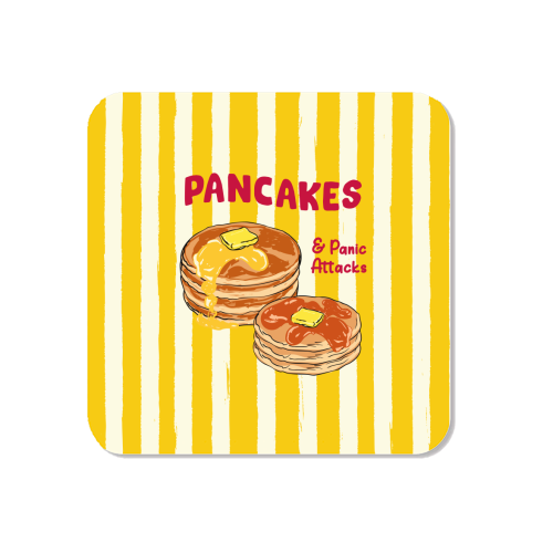 Pancakes and Panic Attacks Retro Breakfast Illustration - Magnet by EZbie