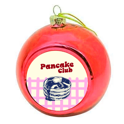 Pancake Lover Retro Vintage Breakfast Illustration - colourful christmas bauble by EZbie