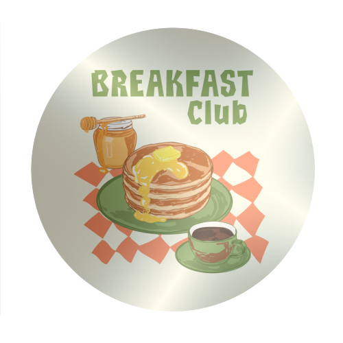Retro Pancake & Coffee Breakfast Club Illustration - Circle Sticker by EZbie