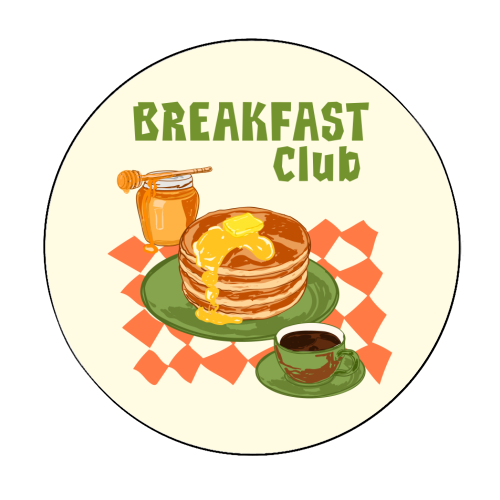 Retro Pancake & Coffee Breakfast Club Illustration - Circle Sticker by EZbie