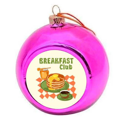 Retro Pancake & Coffee Breakfast Club Illustration - colourful christmas bauble by EZbie