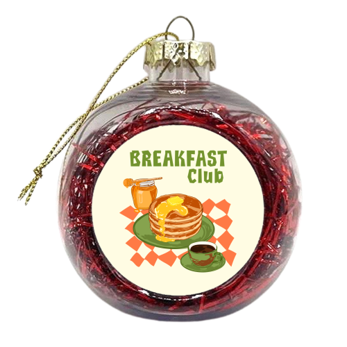 Retro Pancake & Coffee Breakfast Club Illustration - xmas bauble by EZbie