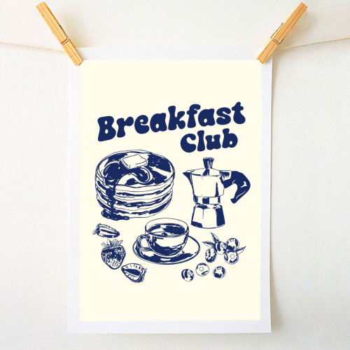 Coffee Pancake & Berries Vintage Breakfast Club - A1 - A4 art print by EZbie