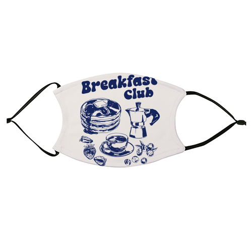 Coffee Pancake & Berries Vintage Breakfast Club - face cover mask by EZbie