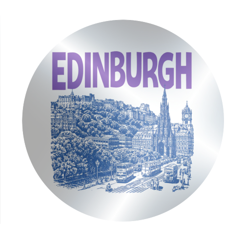 Edinburgh - Circle Sticker by Ms Doodle