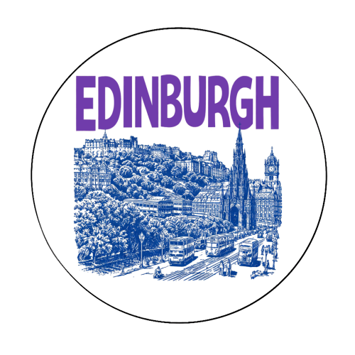 Edinburgh - Circle Sticker by Ms Doodle