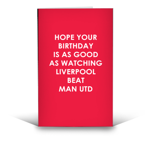 I love watching Liverpool beat Man Utd - funny greeting card by The Boy and the Bear