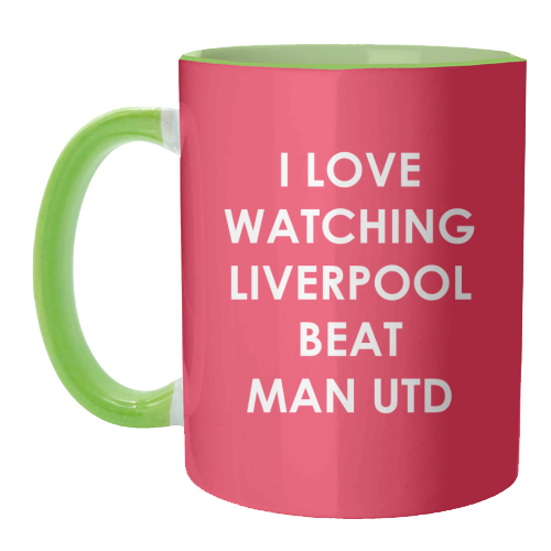 I love watching Liverpool beat Man Utd - unique mug by The Boy and the Bear