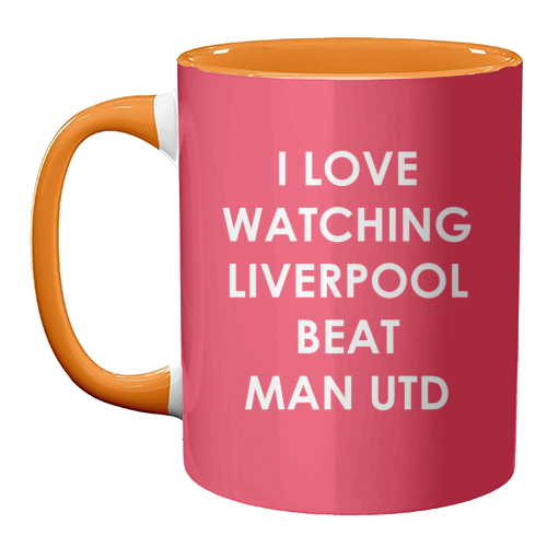 I love watching Liverpool beat Man Utd - unique mug by The Boy and the Bear