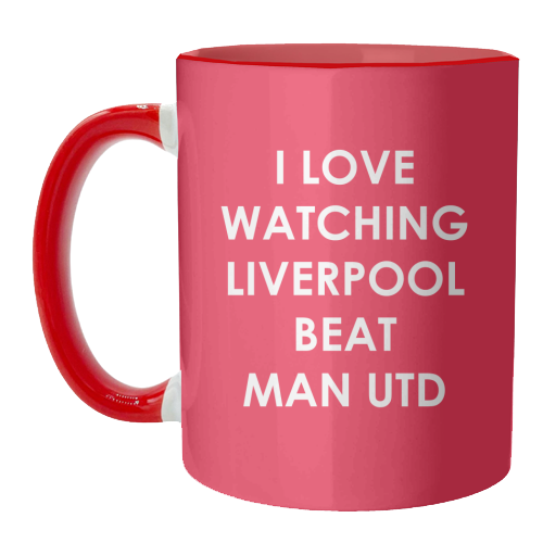 I love watching Liverpool beat Man Utd - unique mug by The Boy and the Bear