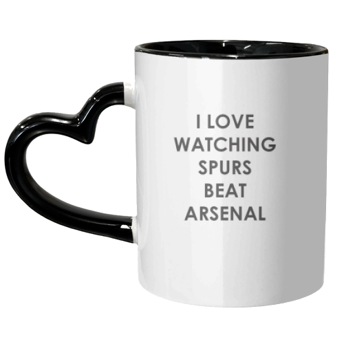 I love watching Spurs beat Arsenal - unique mug by The Boy and the Bear