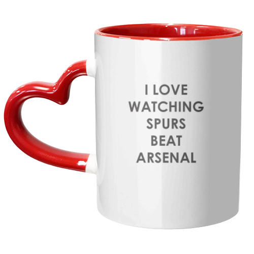 I love watching Spurs beat Arsenal - unique mug by The Boy and the Bear