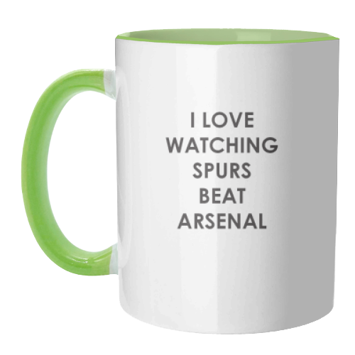 I love watching Spurs beat Arsenal - unique mug by The Boy and the Bear