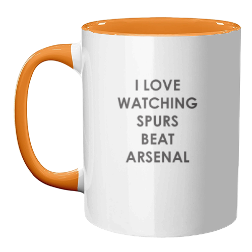 I love watching Spurs beat Arsenal - unique mug by The Boy and the Bear