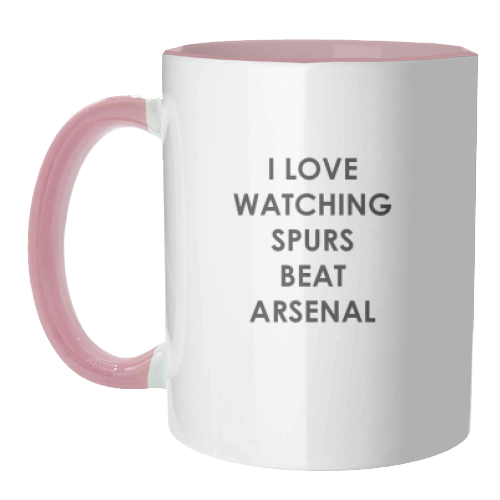I love watching Spurs beat Arsenal - unique mug by The Boy and the Bear
