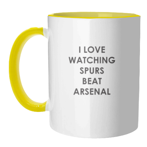 I love watching Spurs beat Arsenal - unique mug by The Boy and the Bear