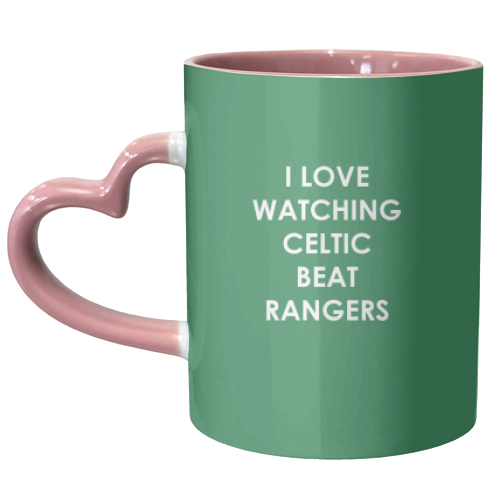 I love watching Celtic beat Rangers - unique mug by The Boy and the Bear