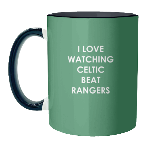 I love watching Celtic beat Rangers - unique mug by The Boy and the Bear