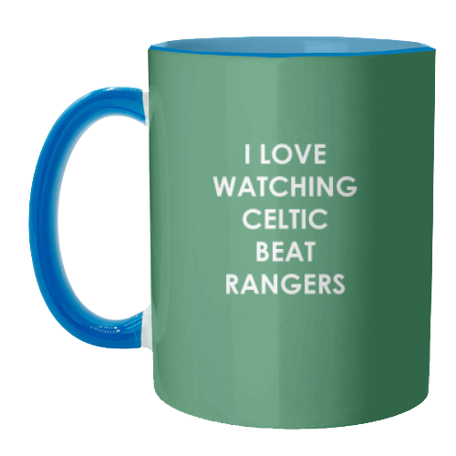 I love watching Celtic beat Rangers - unique mug by The Boy and the Bear