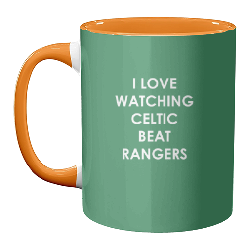 I love watching Celtic beat Rangers - unique mug by The Boy and the Bear