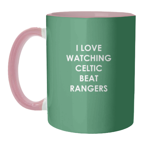 I love watching Celtic beat Rangers - unique mug by The Boy and the Bear