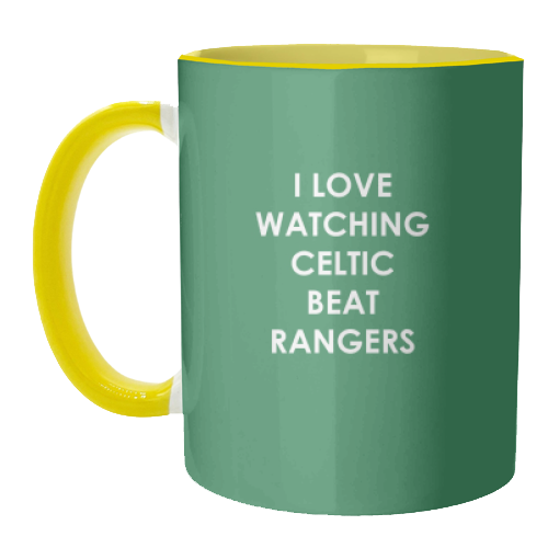 I love watching Celtic beat Rangers - unique mug by The Boy and the Bear