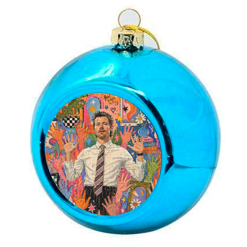 Hands Up Harry! - colourful christmas bauble by Ms Doodle