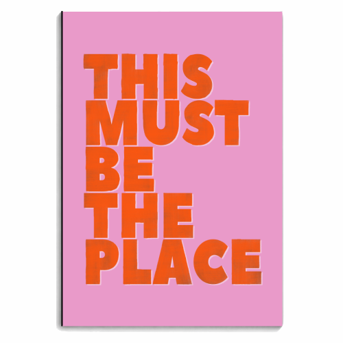 This Must Be The Place Retro Typography | Neon Pink & Orange Pop Art | Art Wow - personalised A4, A5, A6 notebook by Ania Wieclaw