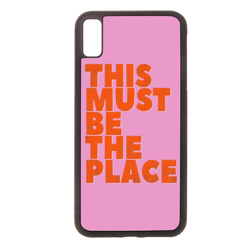 This Must Be The Place Retro Typography | Neon Pink & Orange Pop Art | Art Wow - stylish phone case by Ania Wieclaw