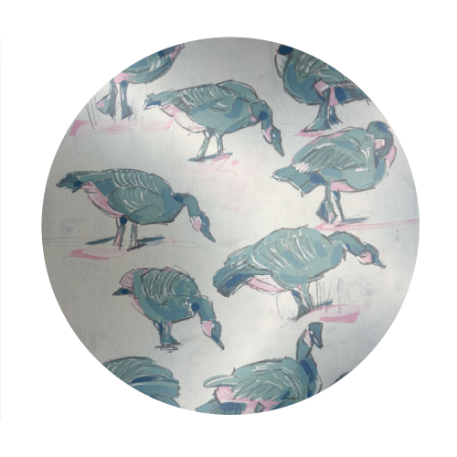 Busy But Unbothered Canada Geese - Circle Sticker by Laura Selevos