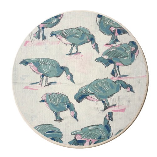 Busy But Unbothered Canada Geese - personalised beer coaster by Laura Selevos