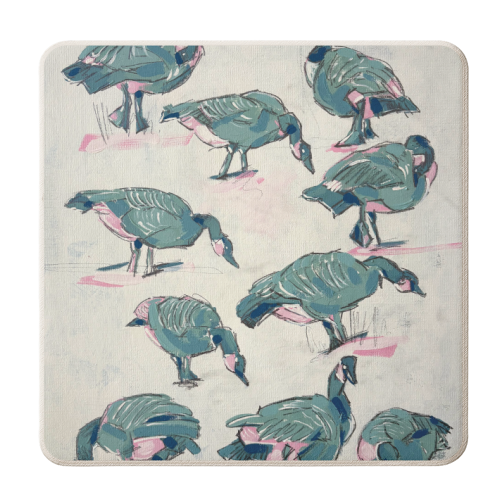 Busy But Unbothered Canada Geese - personalised beer coaster by Laura Selevos