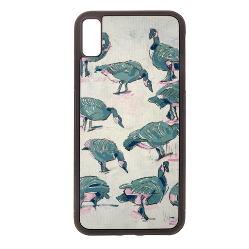 Busy But Unbothered Canada Geese - stylish phone case by Laura Selevos
