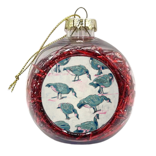 Busy But Unbothered Canada Geese - xmas bauble by Laura Selevos