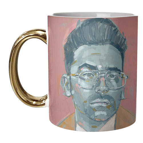 Green Dan - unique mug by Laura Selevos