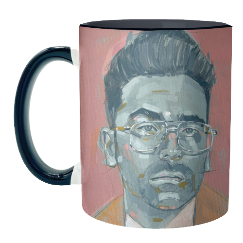 Green Dan - unique mug by Laura Selevos