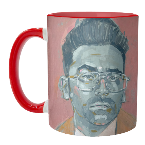 Green Dan - unique mug by Laura Selevos