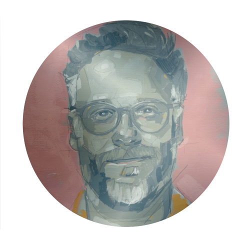 Green Seth - Circle Sticker by Laura Selevos