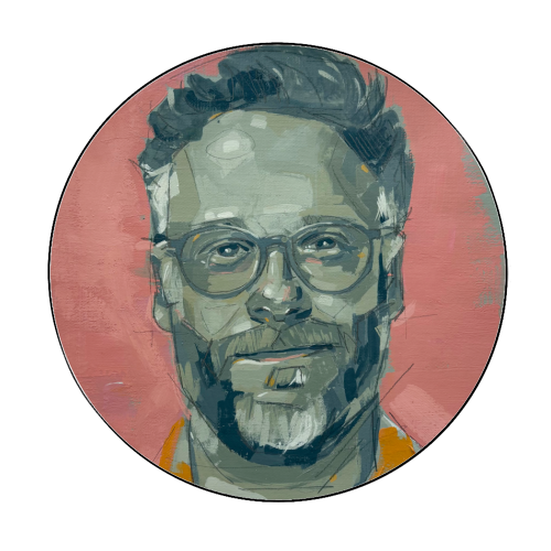 Green Seth - Circle Sticker by Laura Selevos