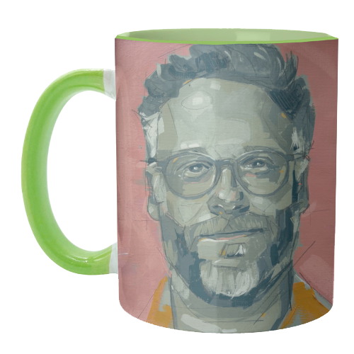 Green Seth - unique mug by Laura Selevos