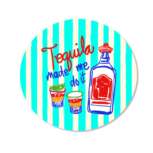 Tequila Made Me Do It Funny Retro Party Illustration - Magnet by EZbie