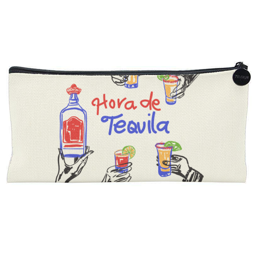 Tequila Time Cheers Mexican Cocktail Illustration - flat pencil case by EZbie
